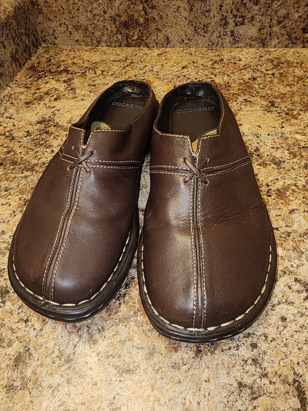 Dockers Women's Brown Leather Mule Loafers,90's Vintage